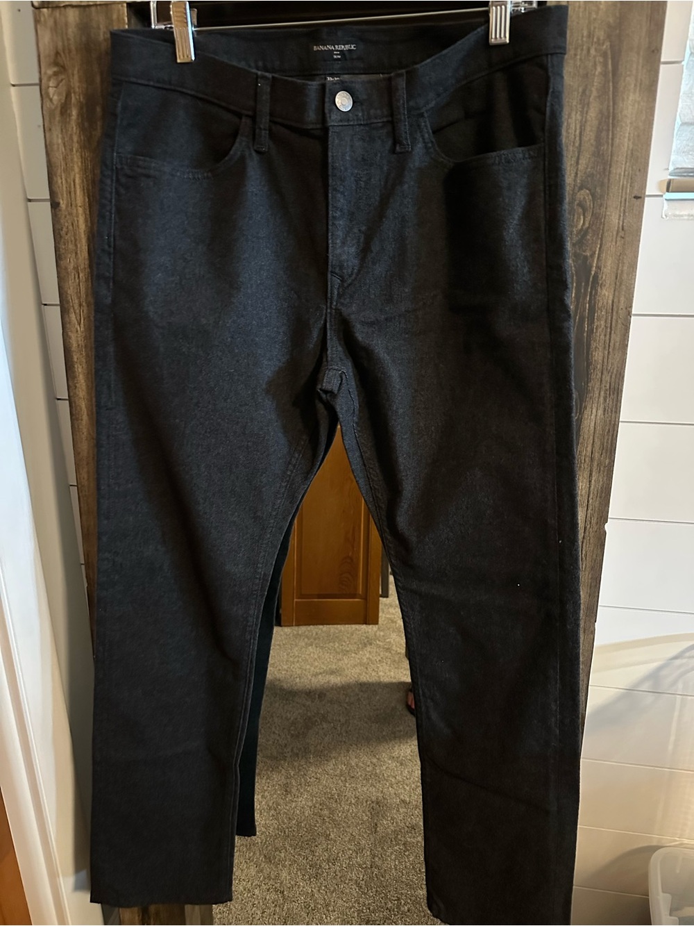 Banana Republic Slim Brushed Twill Pants Men’s 33x30 Dark Gray Stretch Chinos